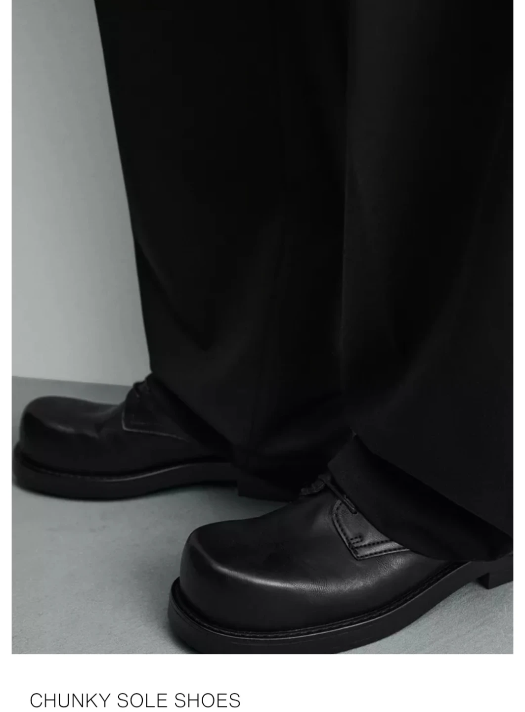 Zara Man Black Derby Dress Shoes - Square Toe Chunky Sole - photo 2