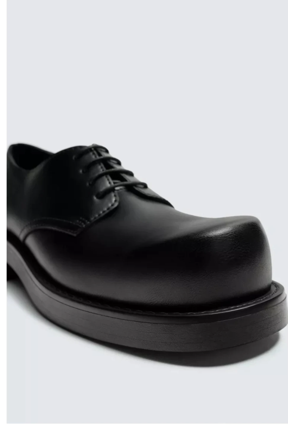 Zara Man Black Derby Dress Shoes - Square Toe Chunky Sole - photo 5