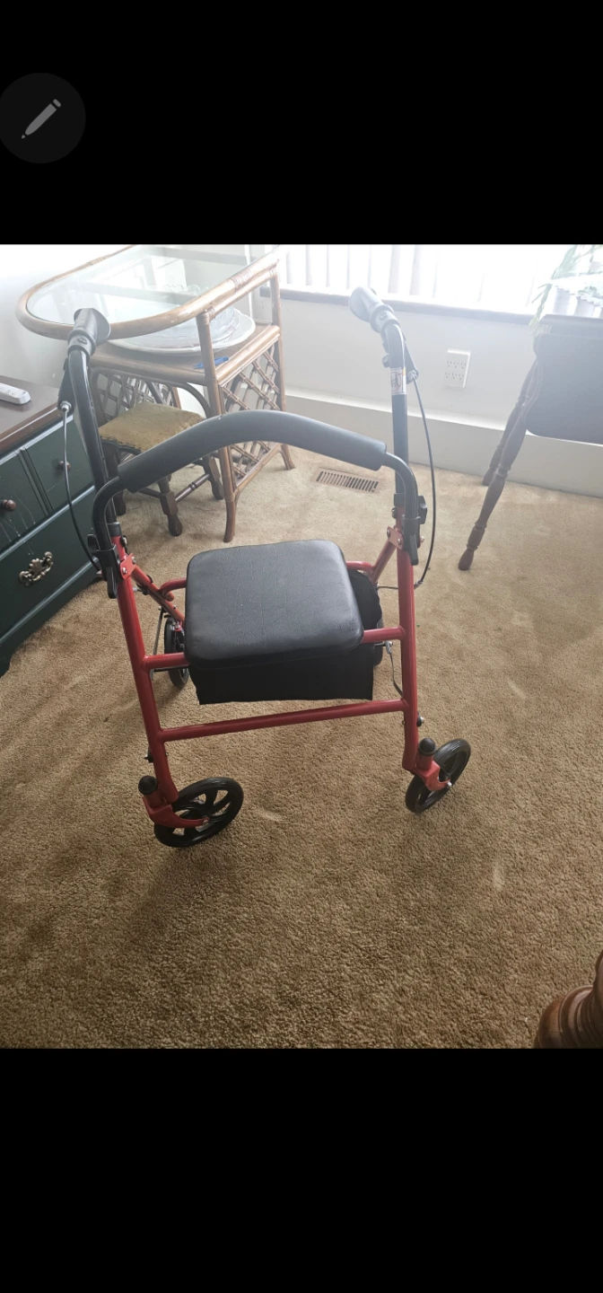 Red Rollator Walker with Seat