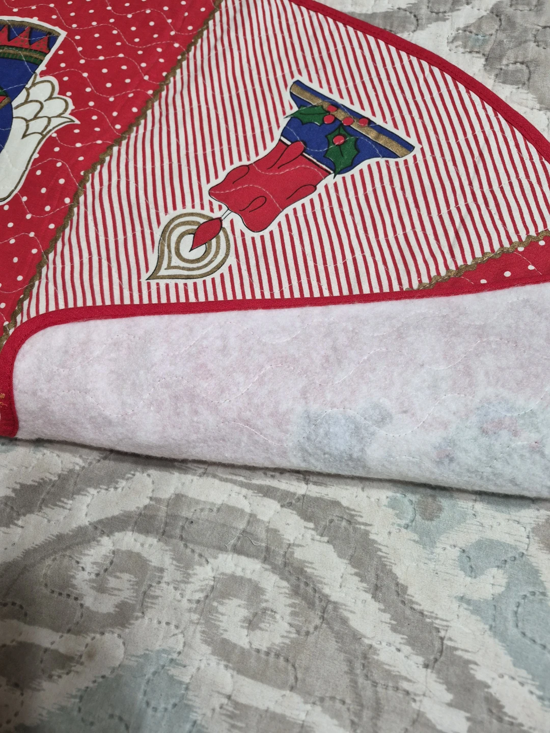 Vintage Embroidered 33" Round Holiday Christmas Tree Skirt Decor - photo 4