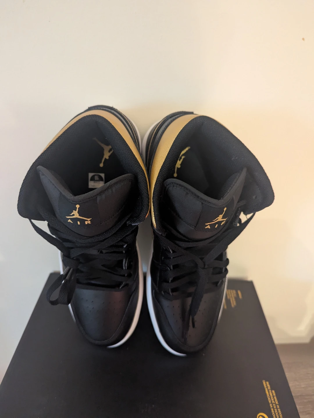 Nike Air Jordan 1 Mid Black Gold Sneakers - photo 4