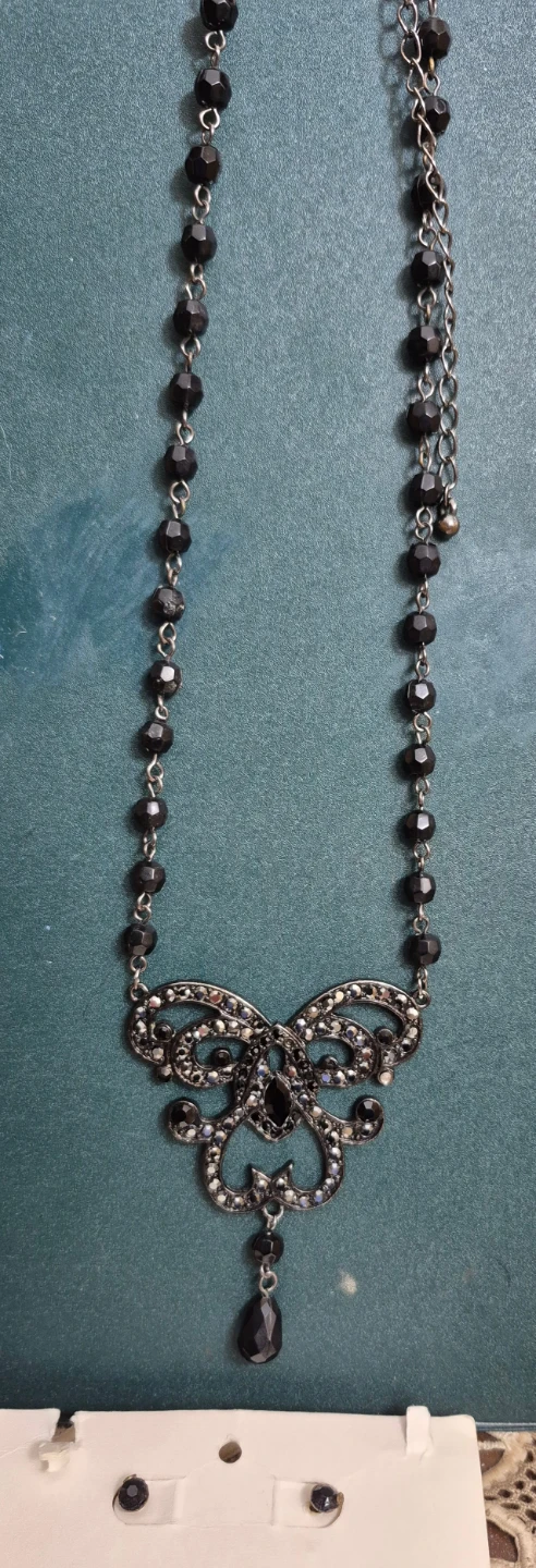 3pcs set Black Beaded Necklace Bracelet Earring - photo 5