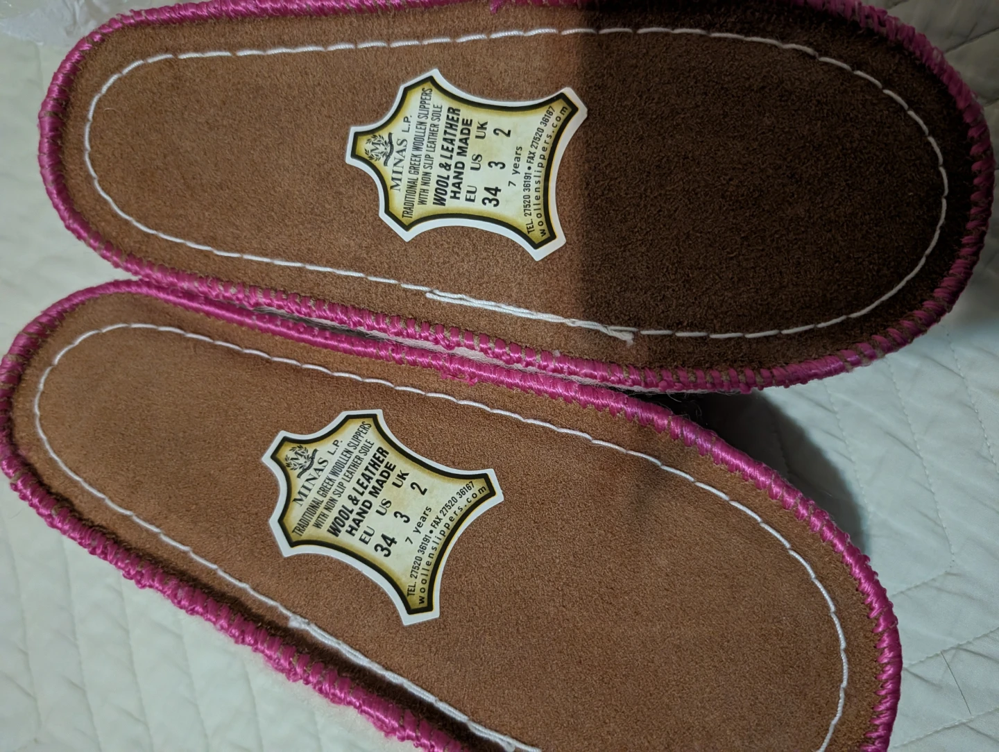 Minas L.P. Wool & Leather Slippers Size 34 EU / 2 UK - photo 2