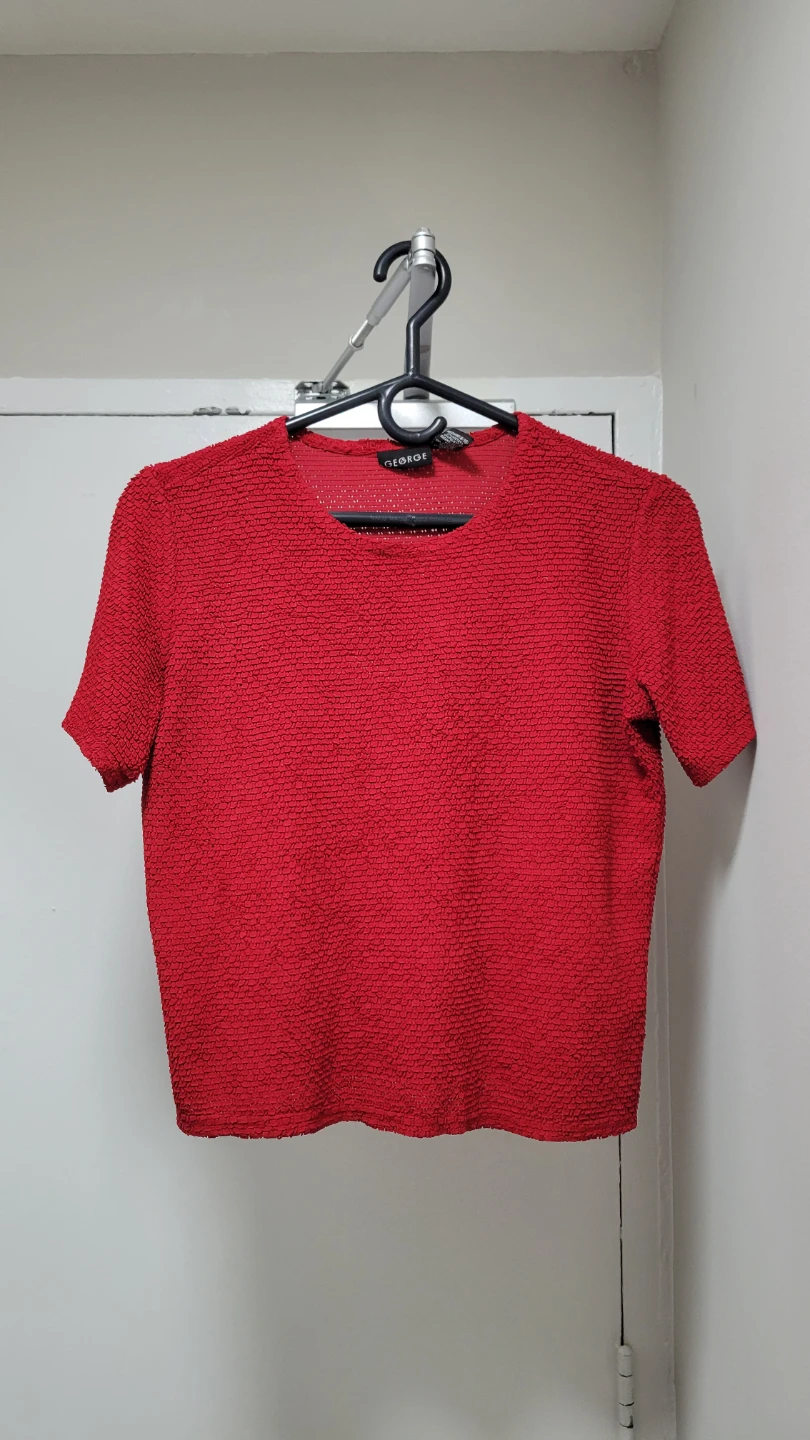 George Red Textured Short Sleeve Top