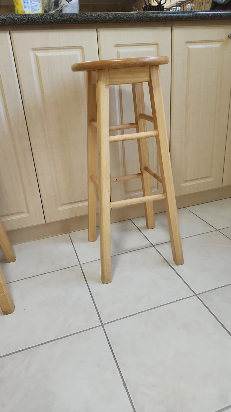 Set of 2 Natural Solid Wood Bar Stools - 29" Counter Height