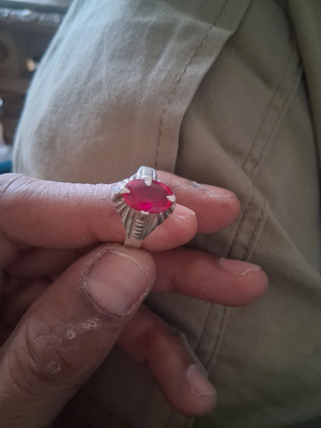 Men's Silver Ring with original pink Ruby - photo 3