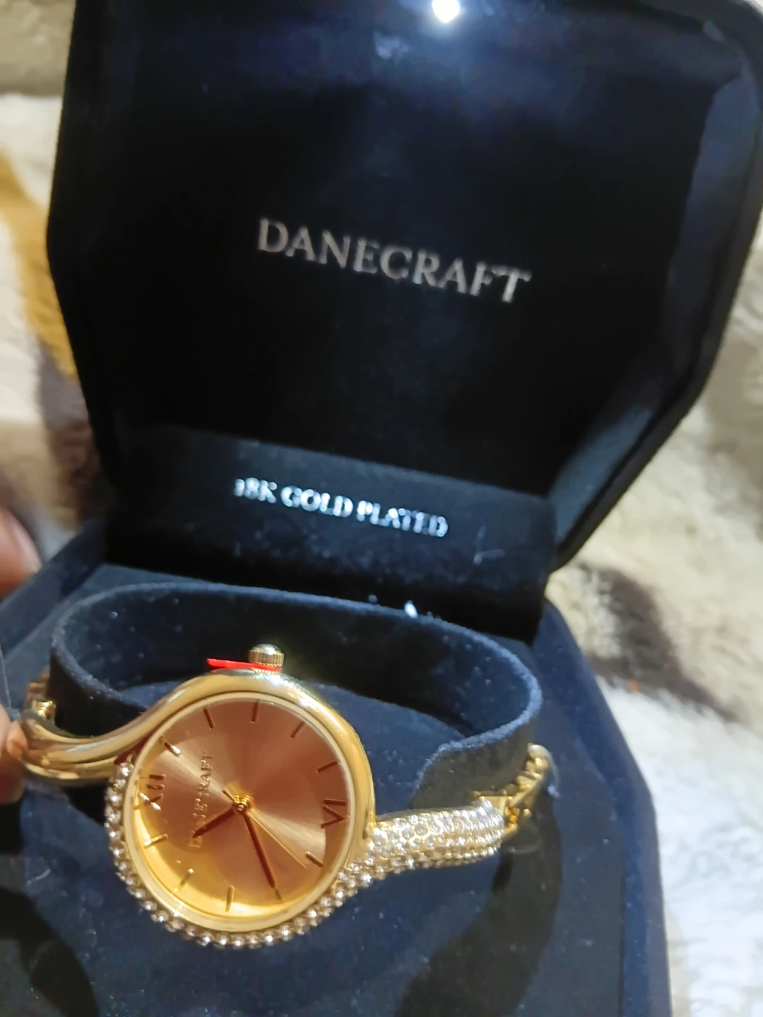 Danecraft 18K Gold Plated Bangle Watch with Crystals - photo 3