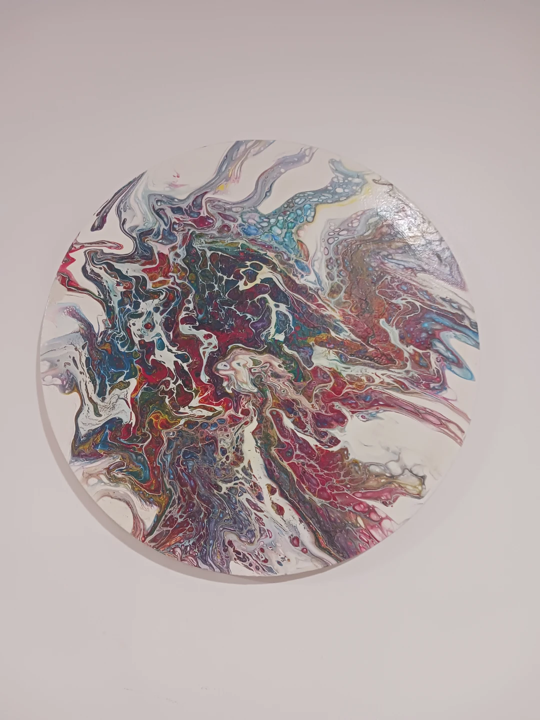 Hand painted Abstract Pour Painting Round Wall Art