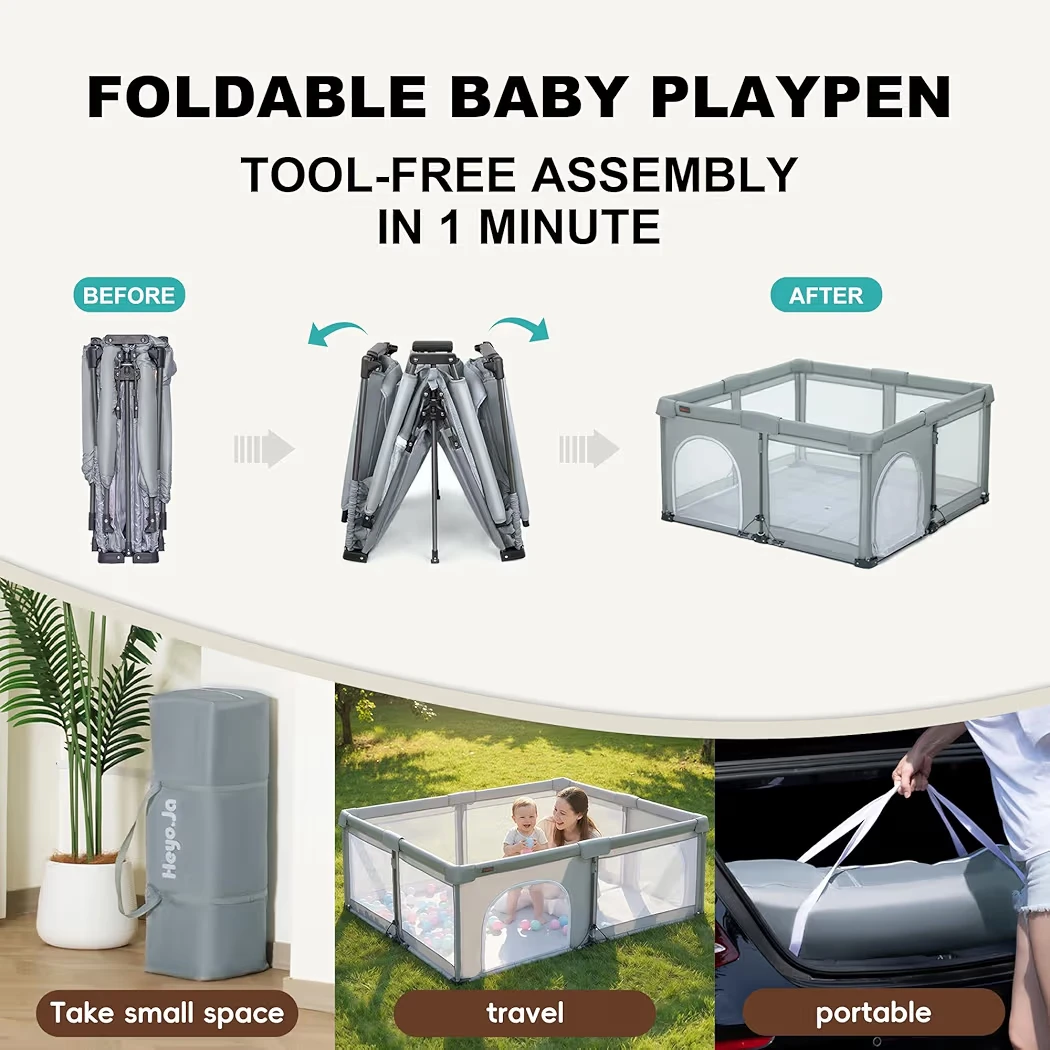 Foldable Baby Playpen with Tool-Free Assembly - photo 4