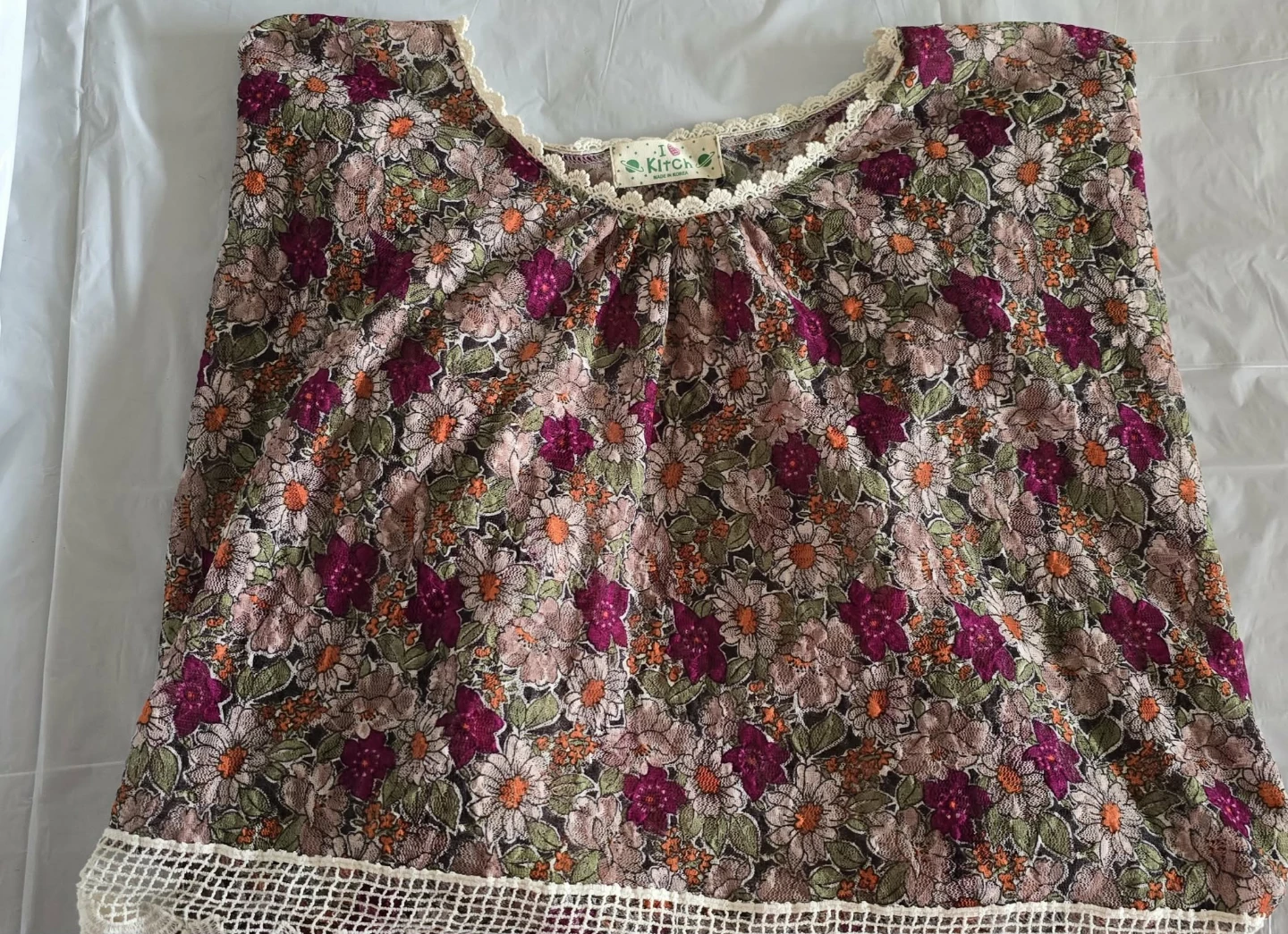 Kitch Floral Lace Trim Top O/S - photo 3