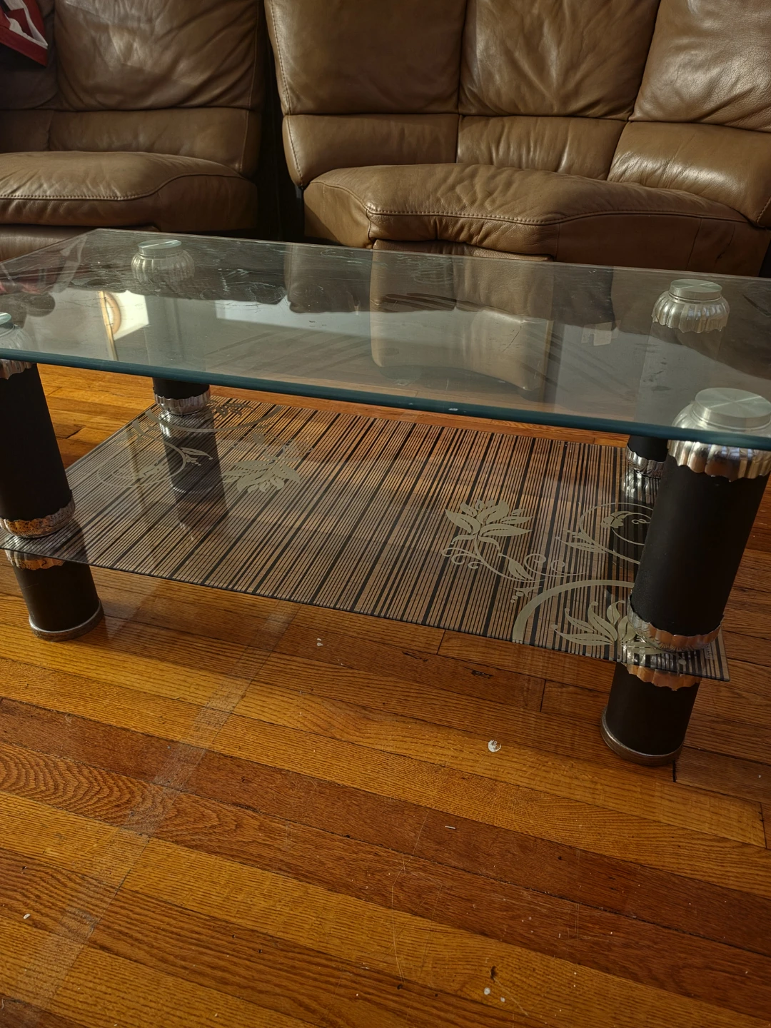 Glass Top Coffee Table with Decorative Insert