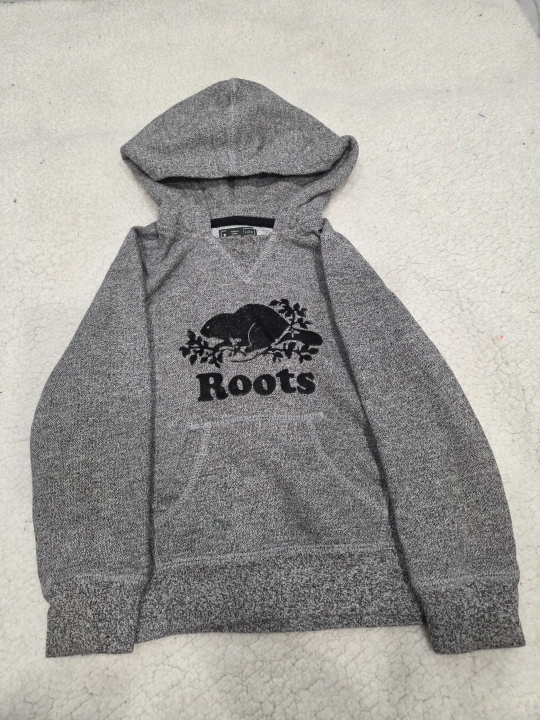 Roots Grey Hooded Sweatshirt with Beaver Logo