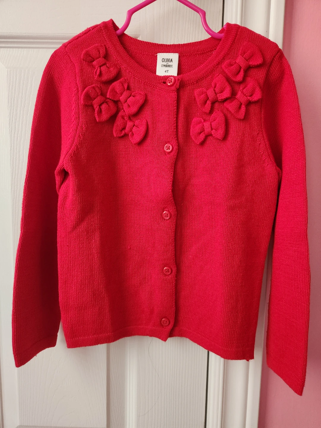Gymboree Olivia Red Bow Cardigan Sweater Size 4T