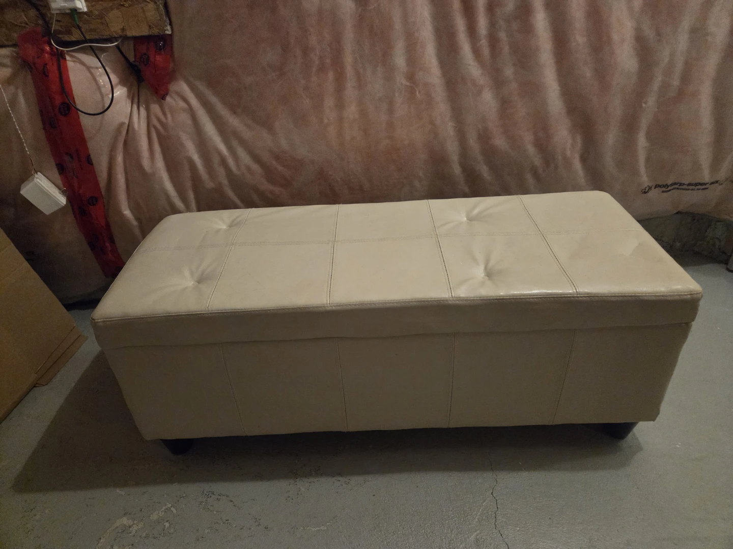 Cream Tufted Storage Ottoman Bench
