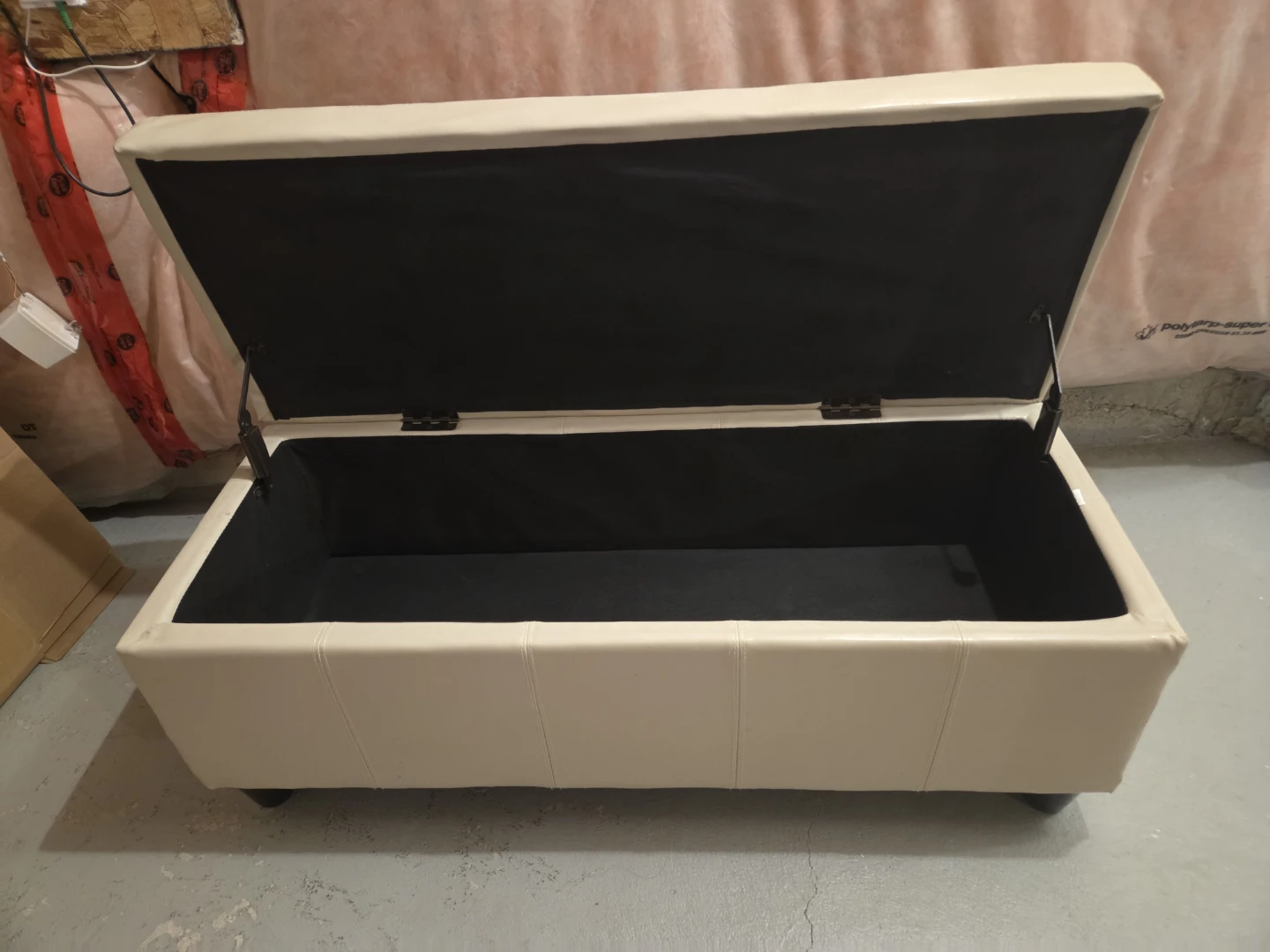 Cream Tufted Storage Ottoman Bench - photo 2