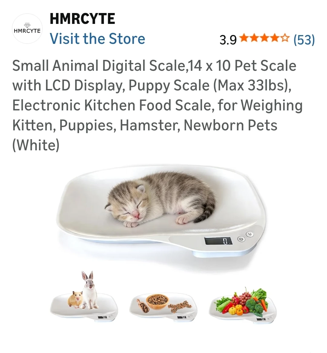Small Animal Digital Scale 14x10 inch White