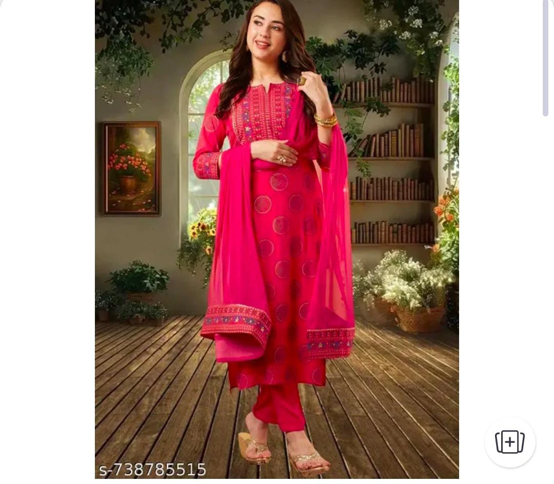 Pink Kurti with Pants and Dupatta