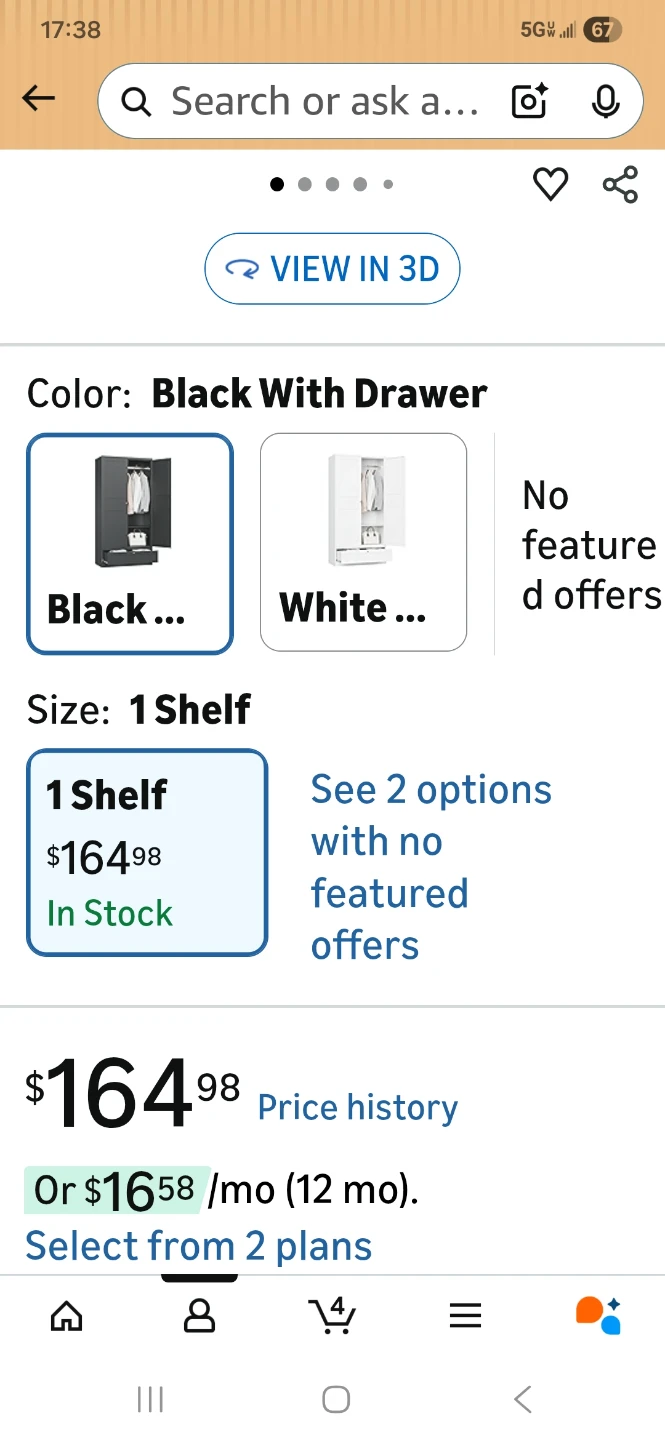 MIIKO Wardrobe Closet with Drawer, 2 Doors, 72" Black - photo 2