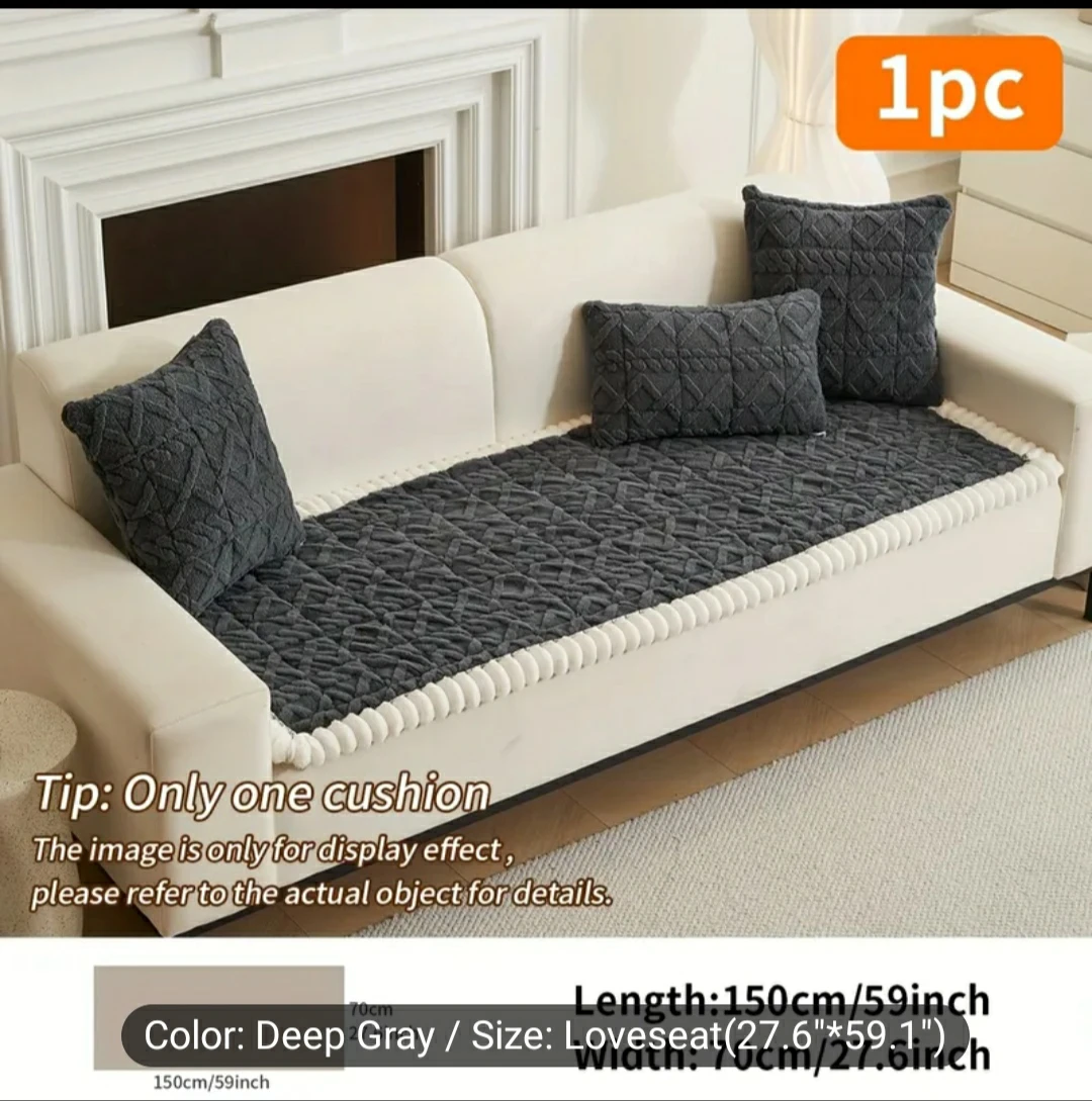 Soft Quilted Deep Gray Loveseat Sofa Cover