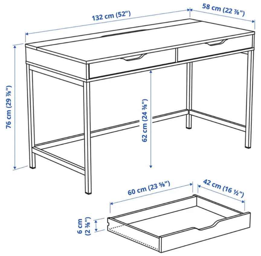 IKEA Alex Desk 2 Drawers Dark Grey - photo 3