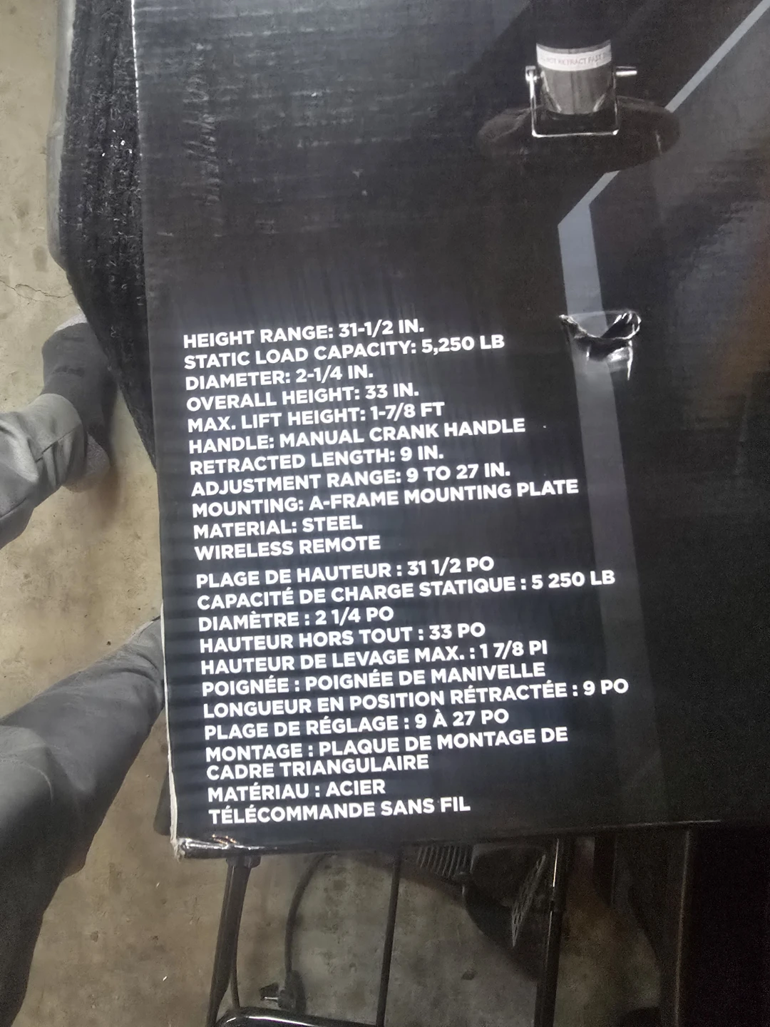 Pro Point 3,500 lb 12V DC Electric A-Frame Trailer Jack - photo 2