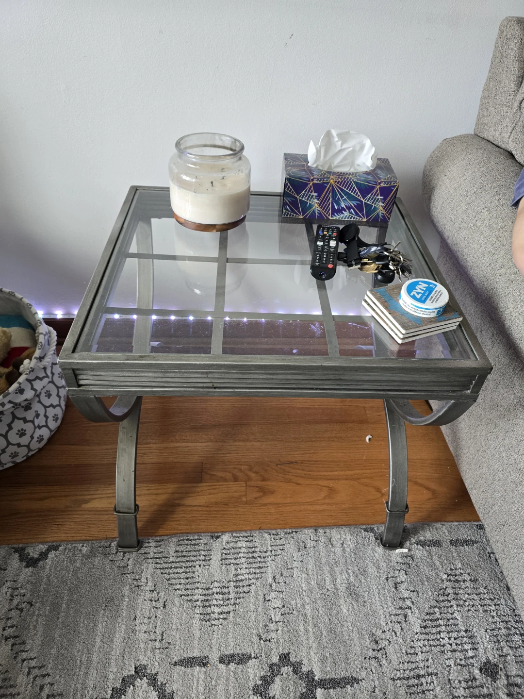 Glass Top End Table with Metal Frame - photo 3
