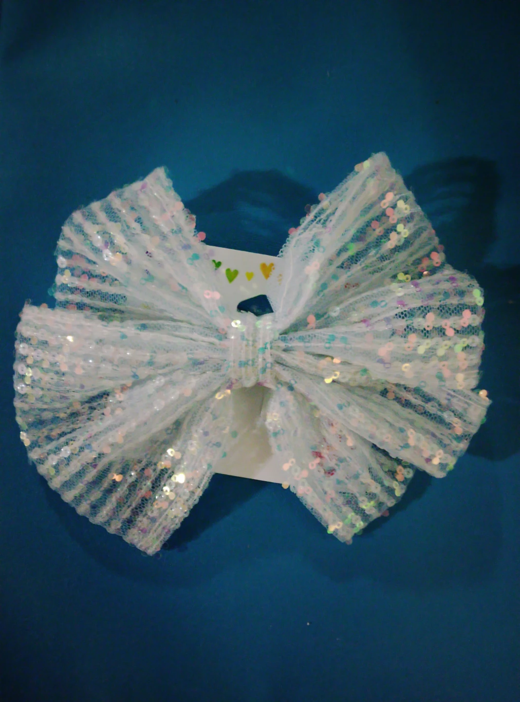 Claire's White Sequin Bow Hair Clip 🌱