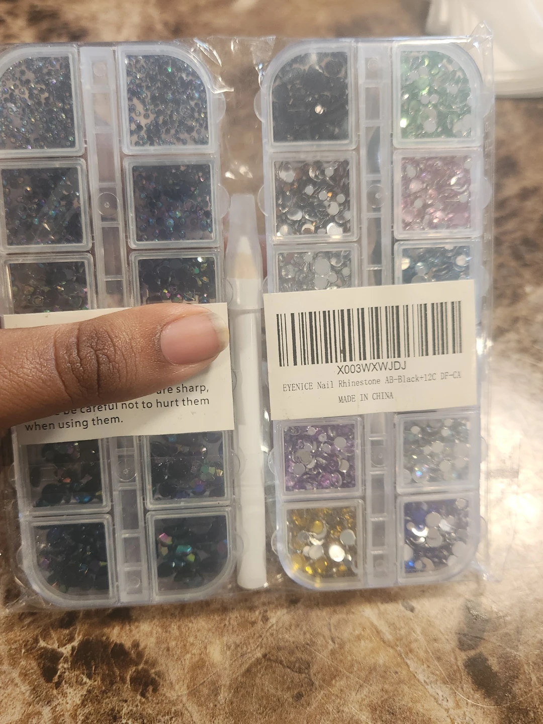 EYENICE Nail Rhinestones AB-Black+12C