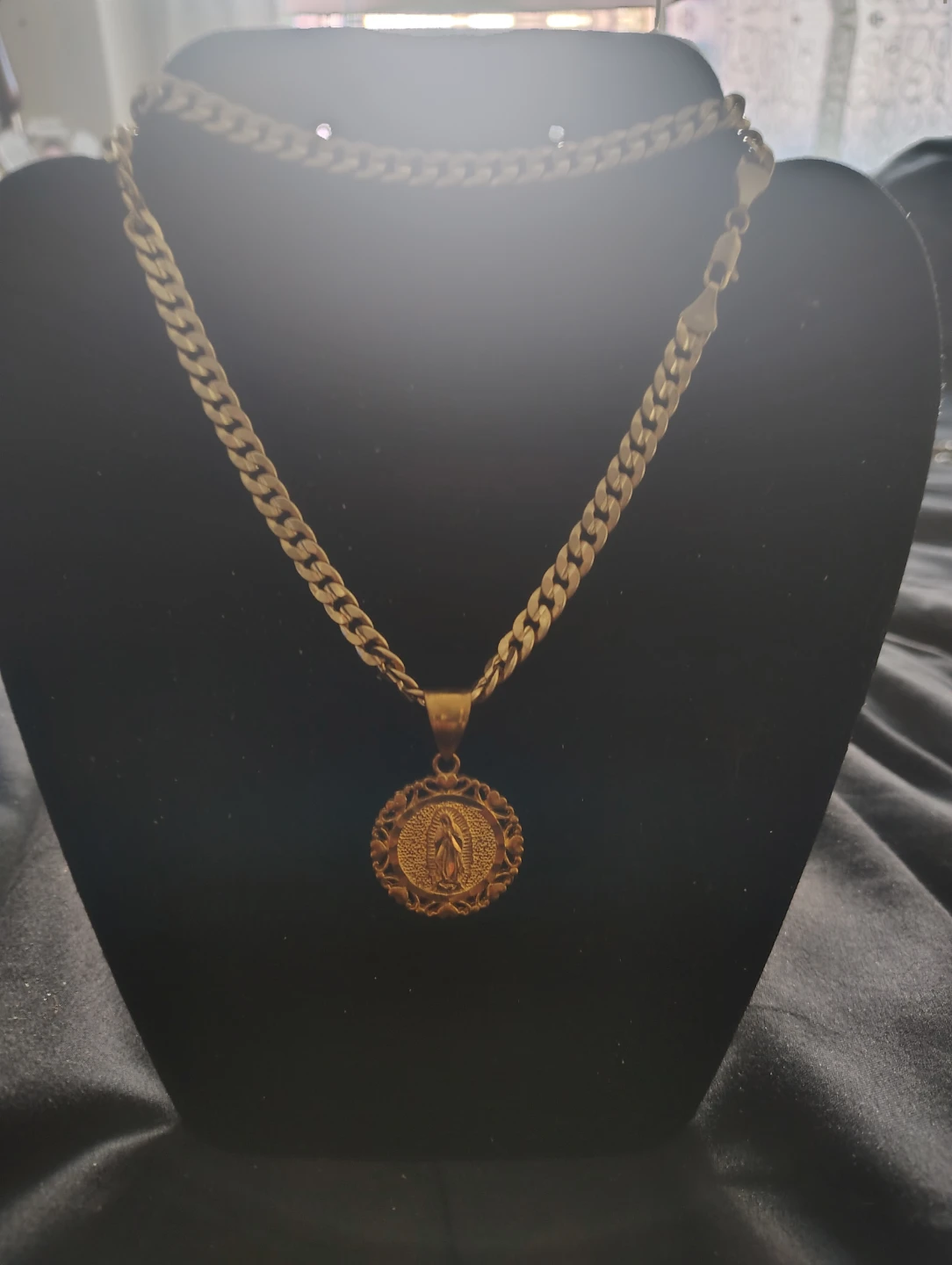 Gold Tone Miraculous Medal Necklace