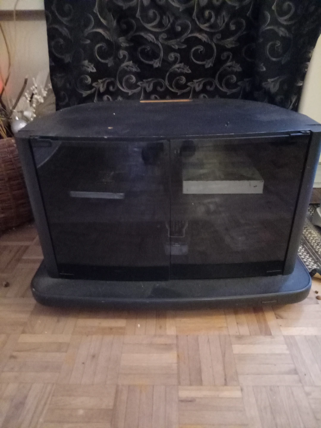Black TV Stand with Glass Doors - photo 2