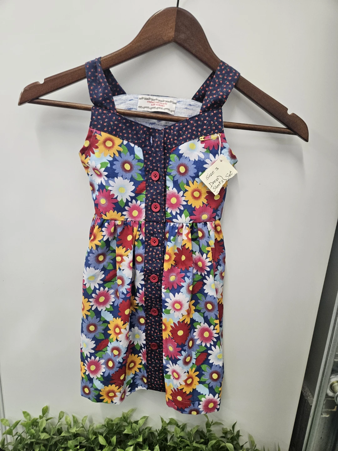 Girls Floral Button-Front Dress Handmade
