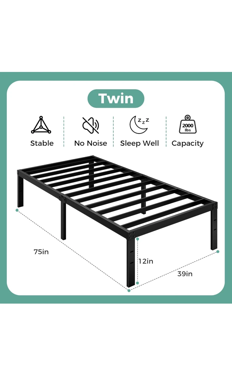 Twin Metal Bed Frame - photo 2