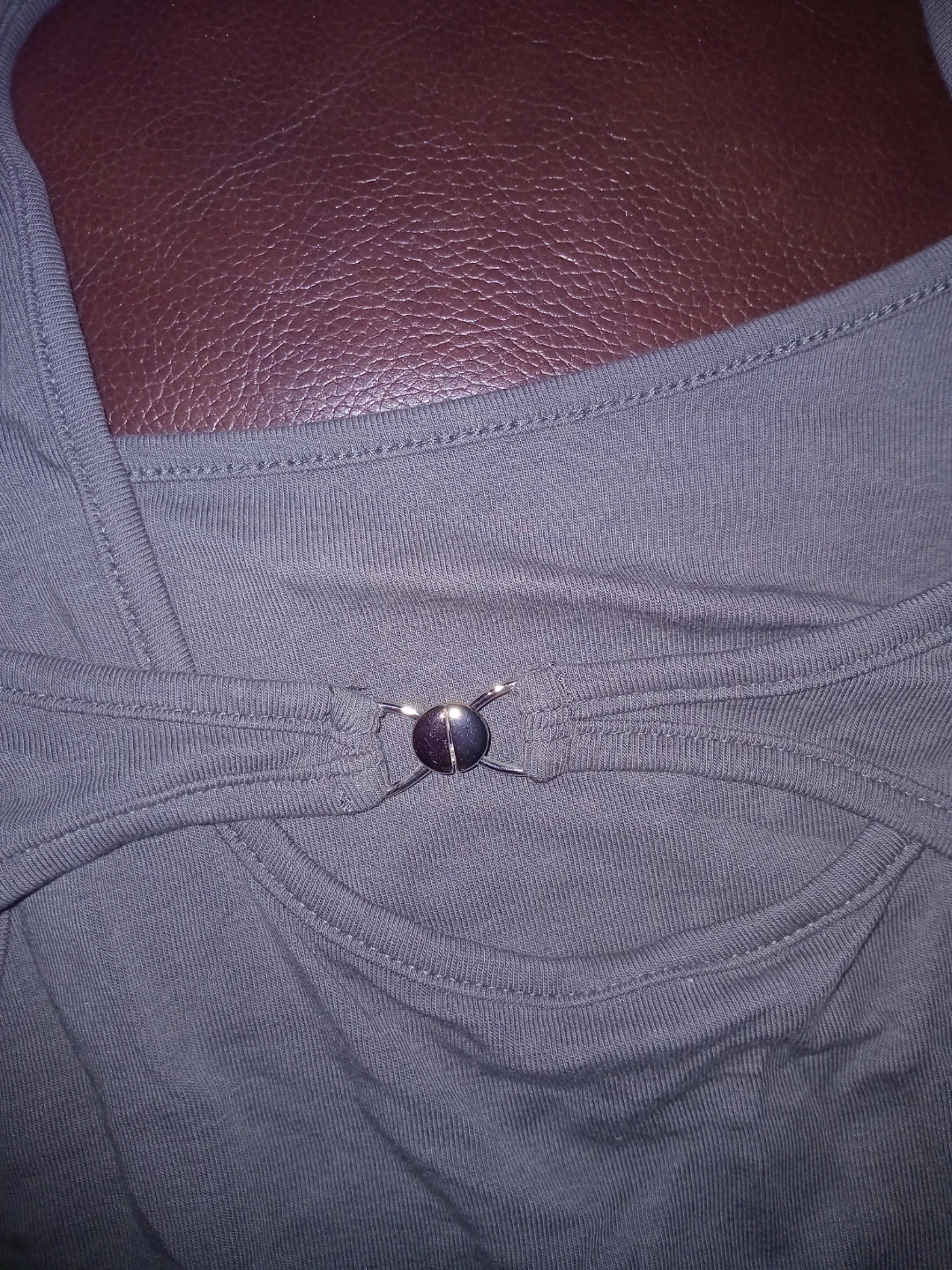 Grey Long Sleeve Top with Decorative Buckle - photo 2