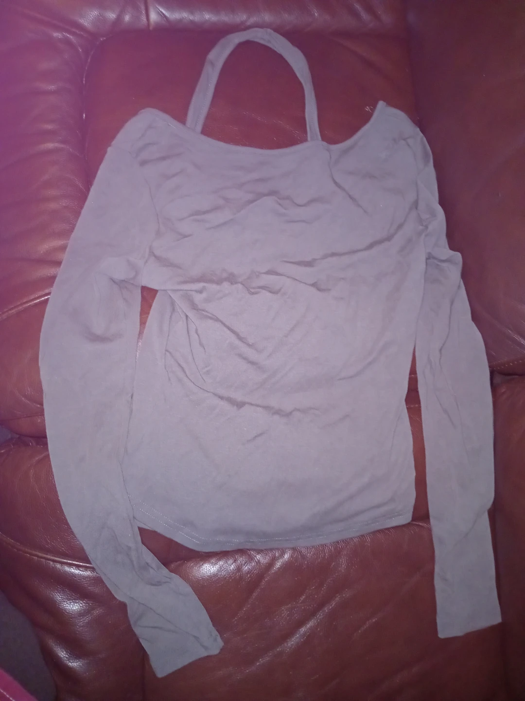 Grey Long Sleeve Top with Decorative Buckle - photo 3
