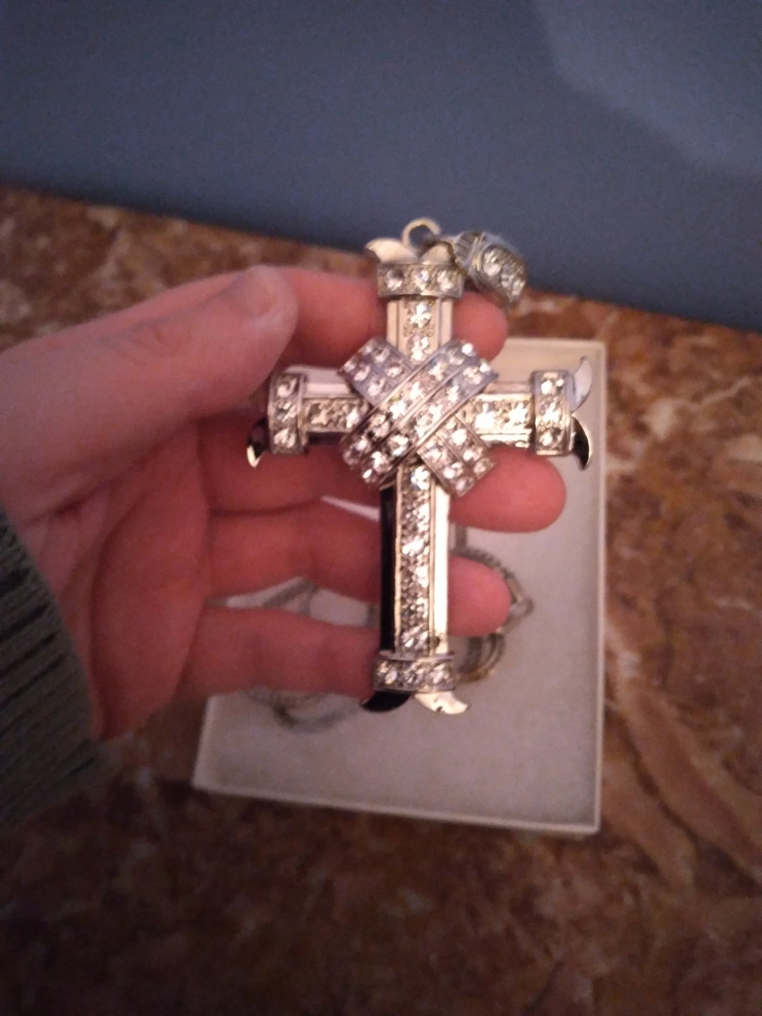 Cross Pendant Necklace with Rhinestones - photo 3