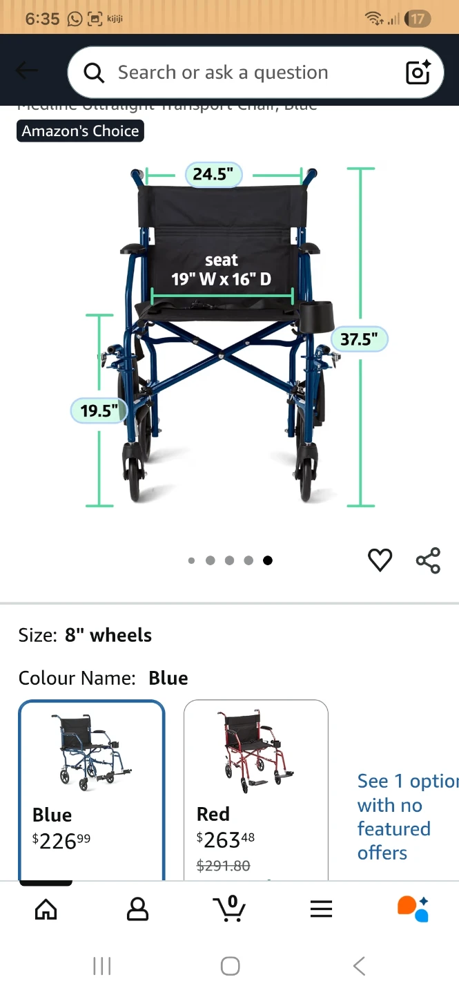 Medline Ultralight Transport Chair - Blue - photo 2