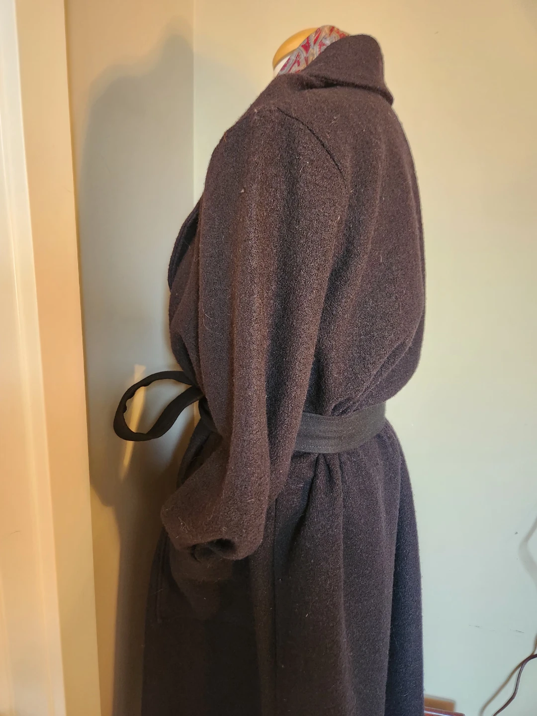 Black Belted Wool Blend Coat - photo 2