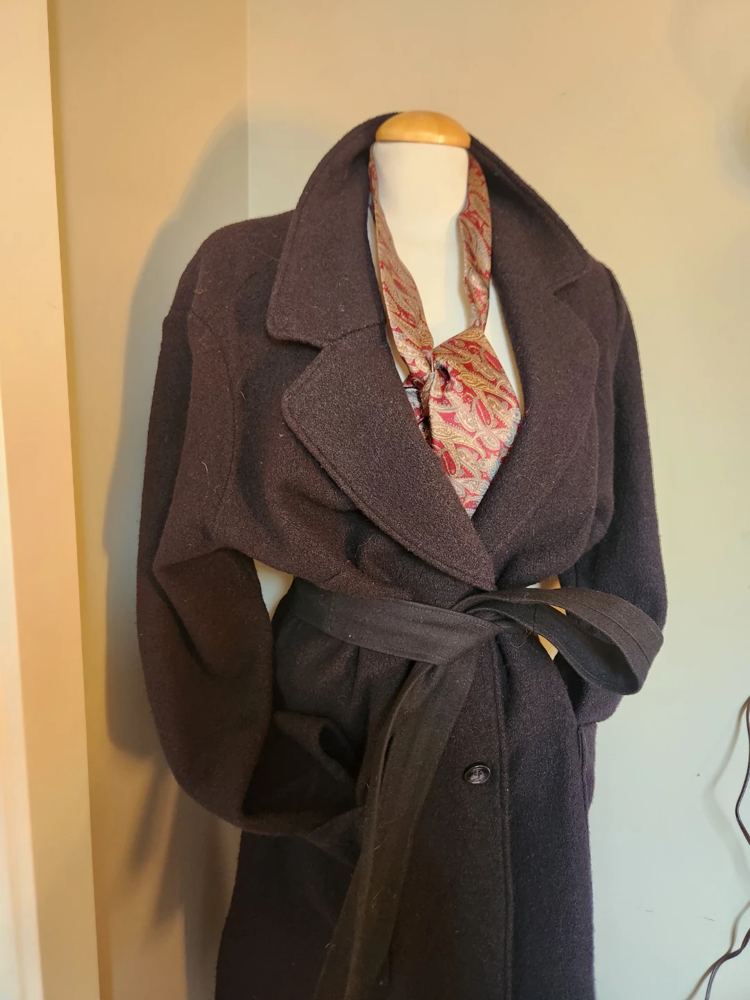 Black Belted Wool Blend Coat - photo 4