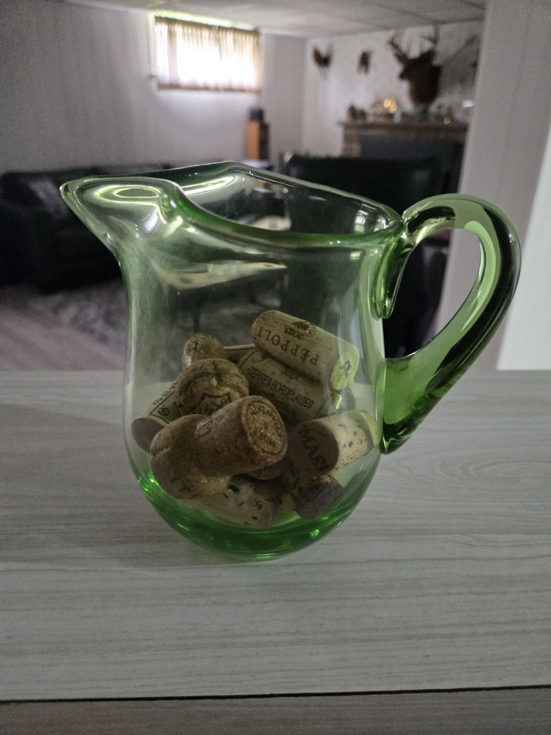 Vintage Green Glass Pitcher