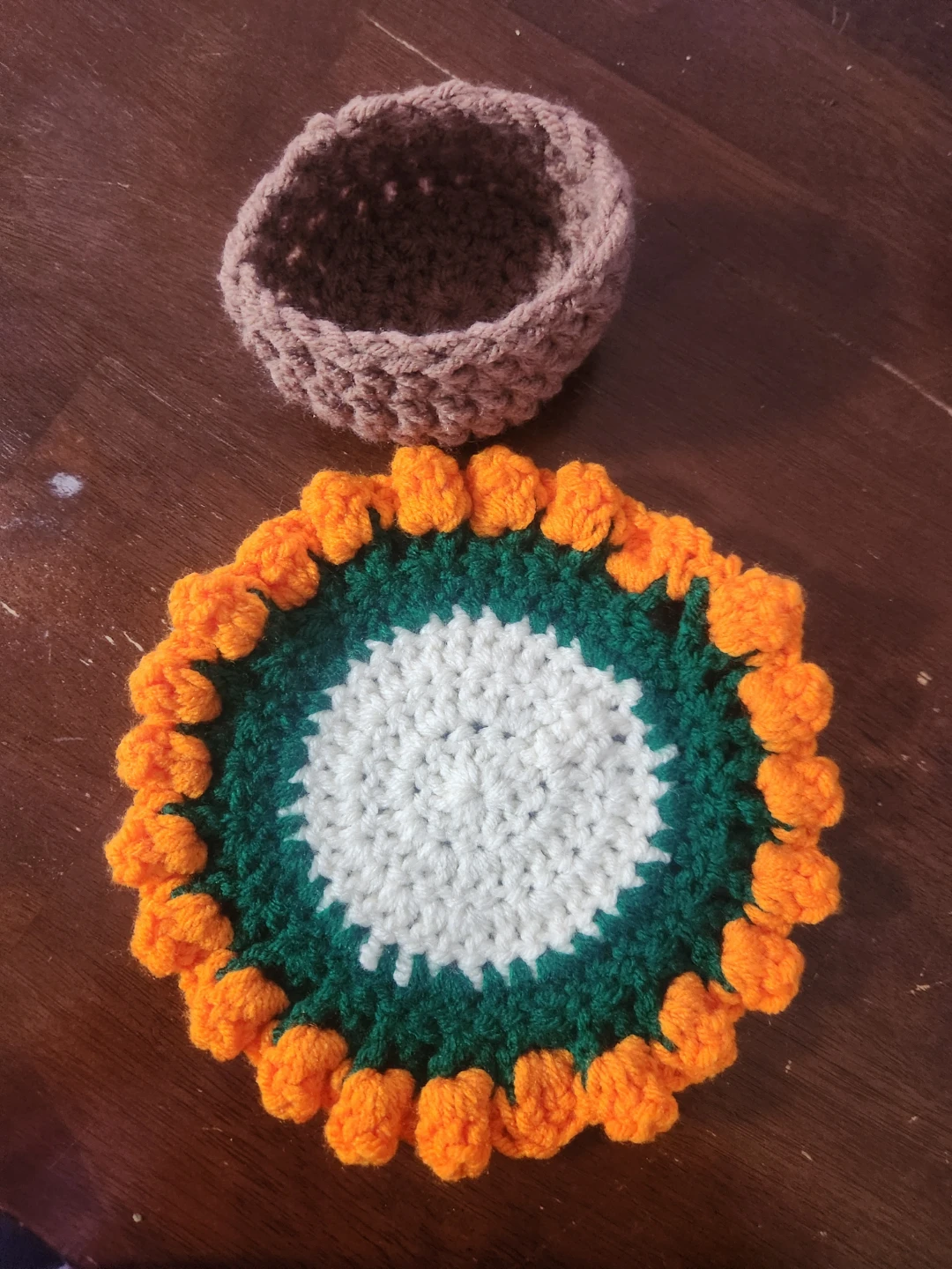 Hand-crocheted Coaster and Basket Set