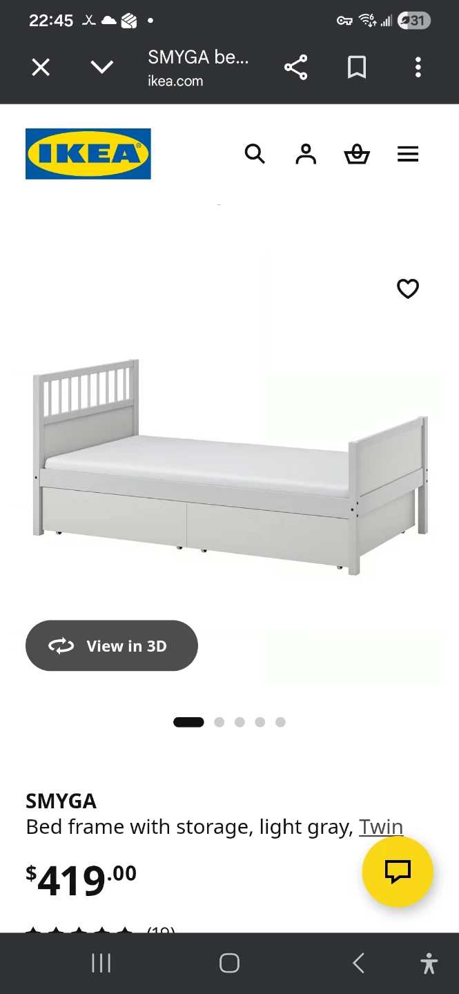 IKEA SMYGA Bed Frame with Storage, Light Gray, Twin - photo 2