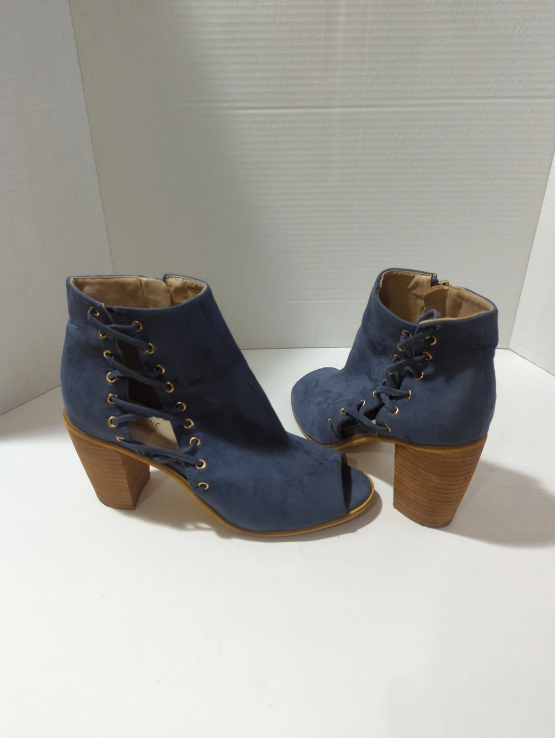 Catherine Malandrino Blue Suede Peep Toe Booties