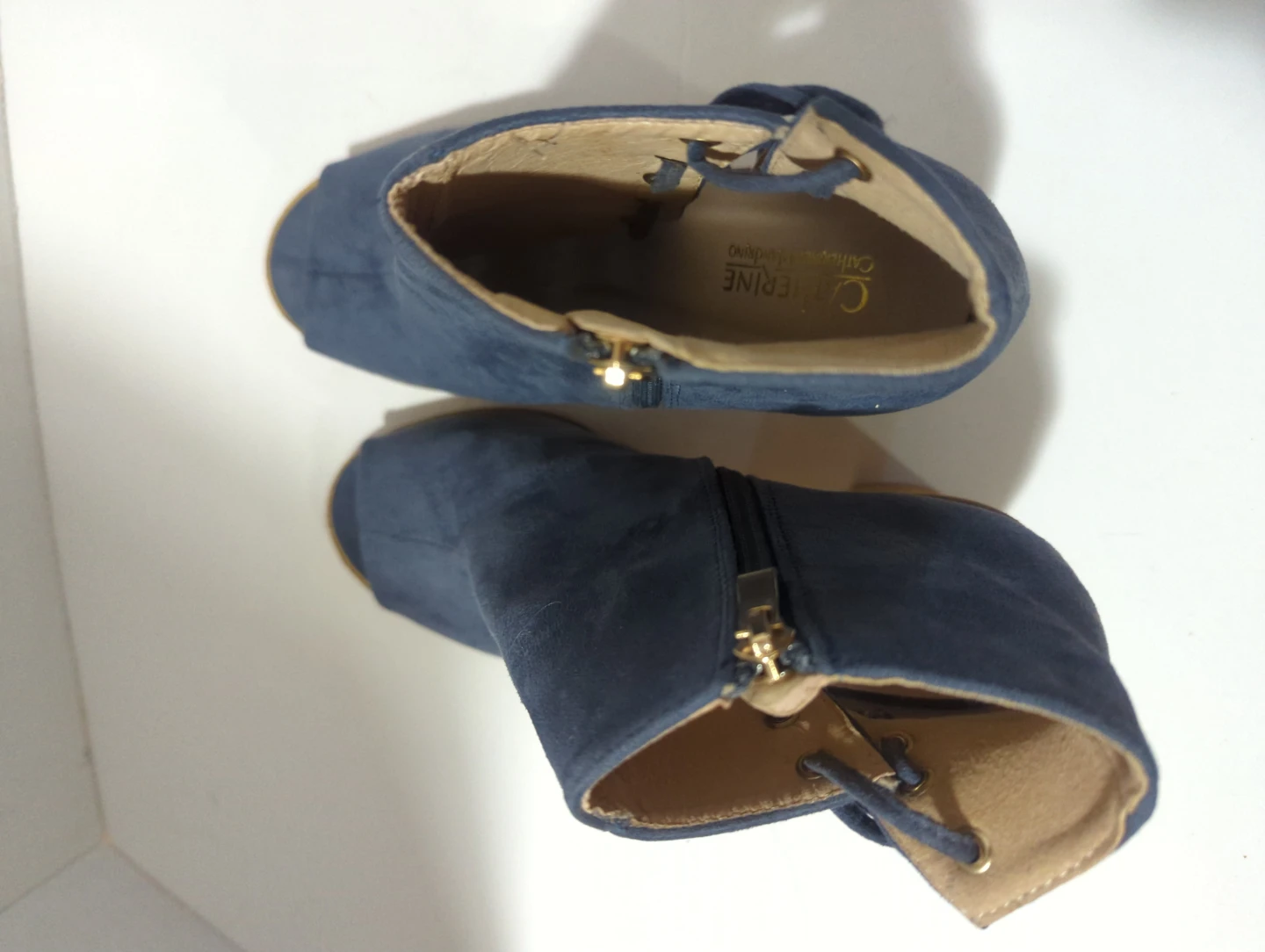 Catherine Malandrino Blue Suede Peep Toe Booties - photo 2