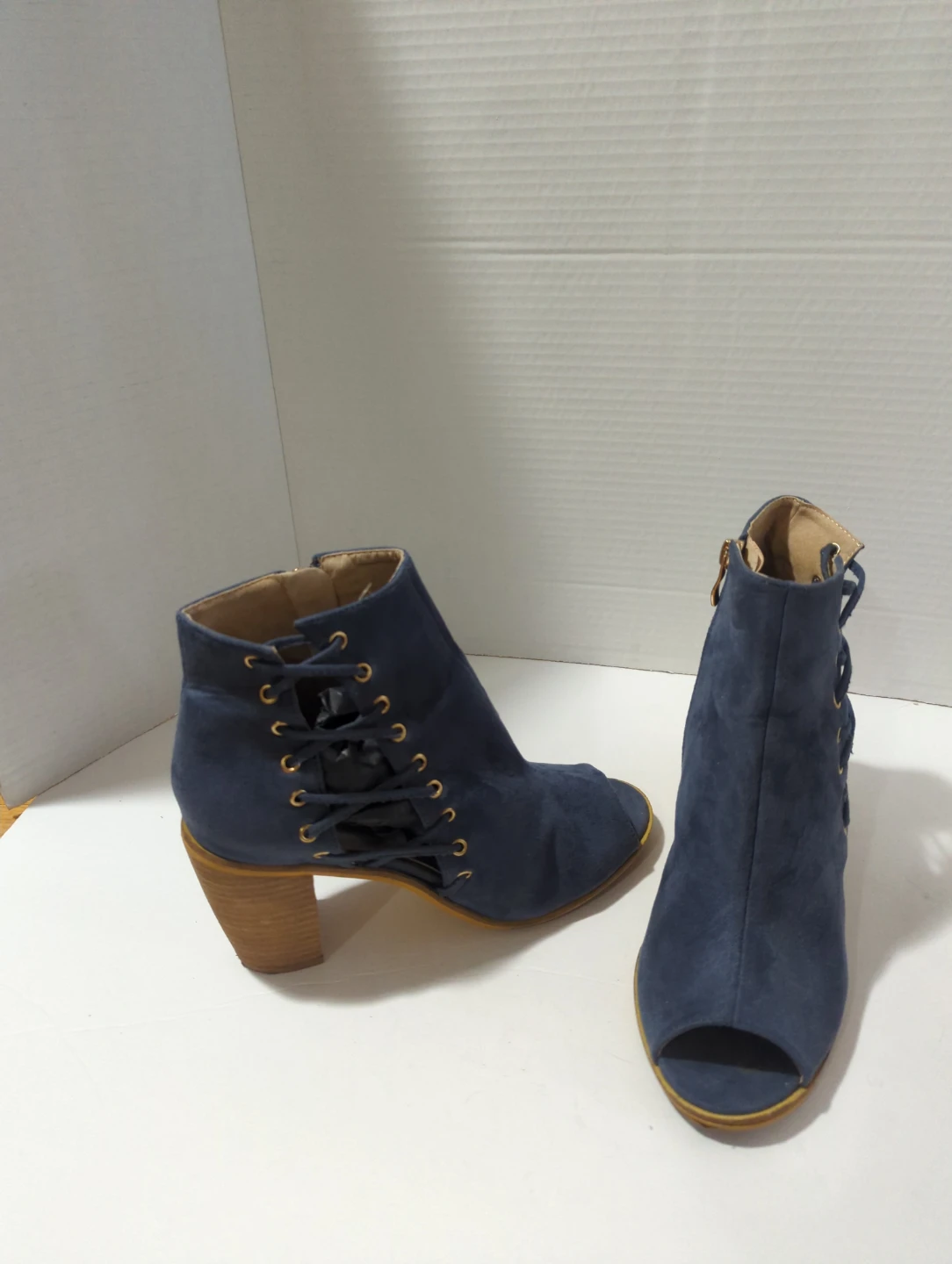 Catherine Malandrino Blue Suede Peep Toe Booties - photo 3