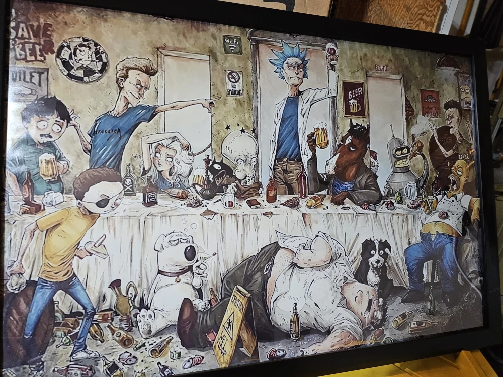 Animated Characters "Last Supper" Framed Art Print