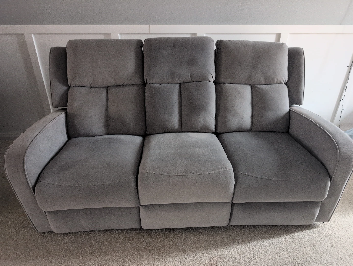Grey 3-Seater Reclining Sofa with Cup Holders - photo 3