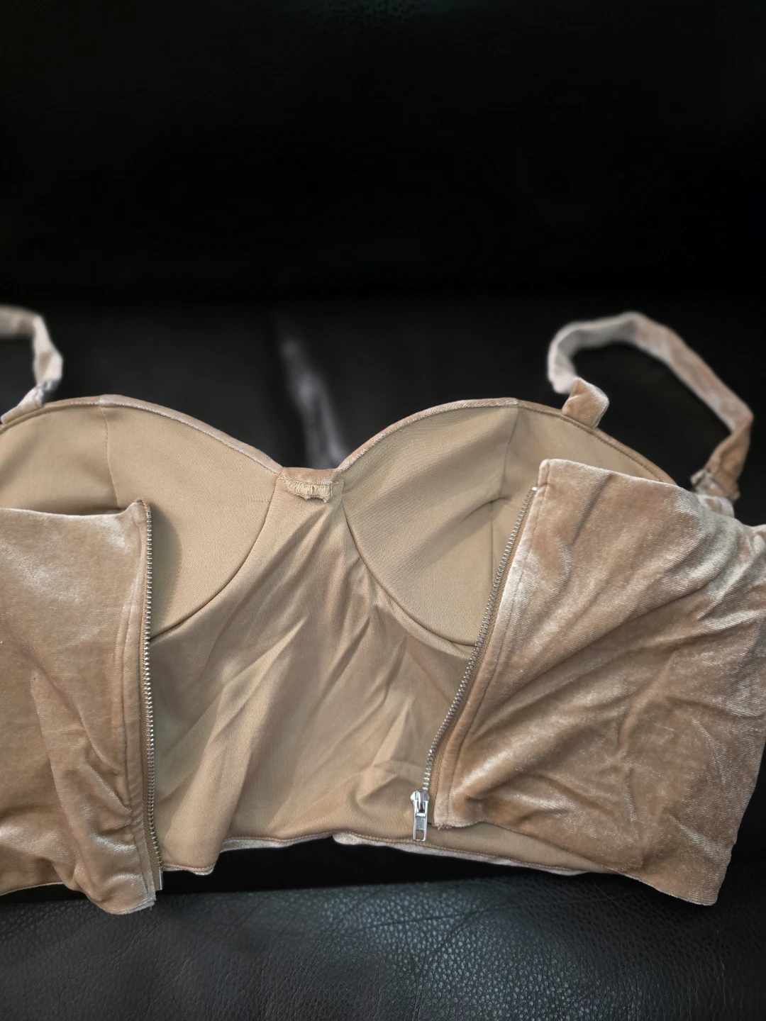 Tan Velvet Bustier Top - - photo 4