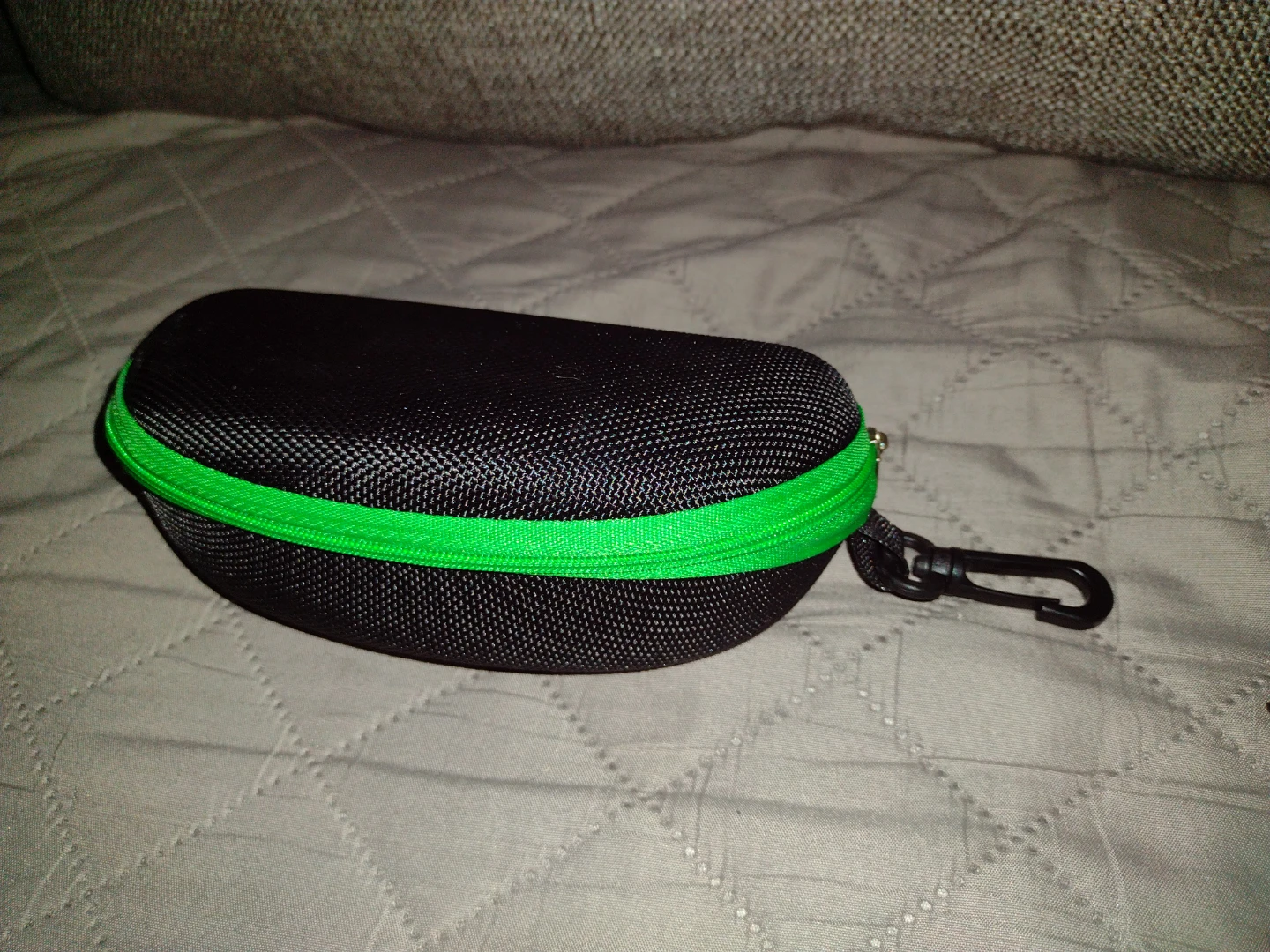 Black Eyeglass Case with Green Trim