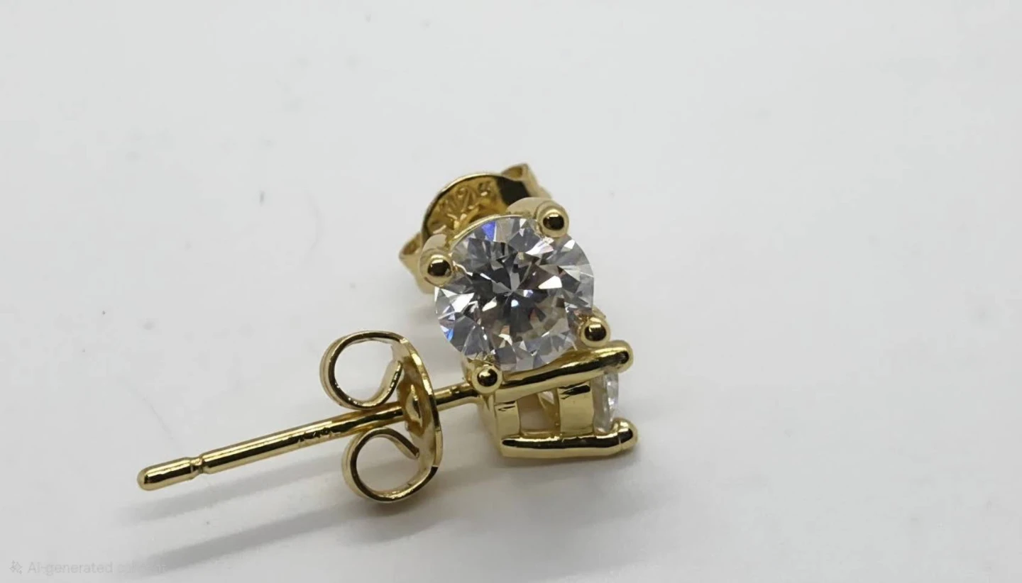Gold plated mossanite Stud Earrings