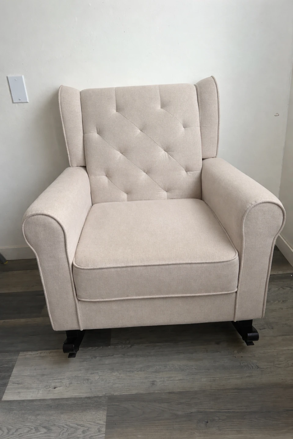 Beige Upholstered Glider Andreau Rocking Chair